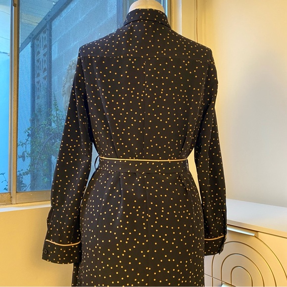 Who What Wear Polka Dot Piped Shirt Dress Black/ Taupe, Size S - Picture 8 of 9